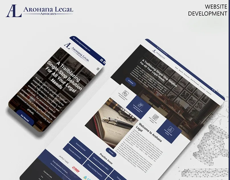 Arohana Legal Advocates website shown on a laptop and a phone