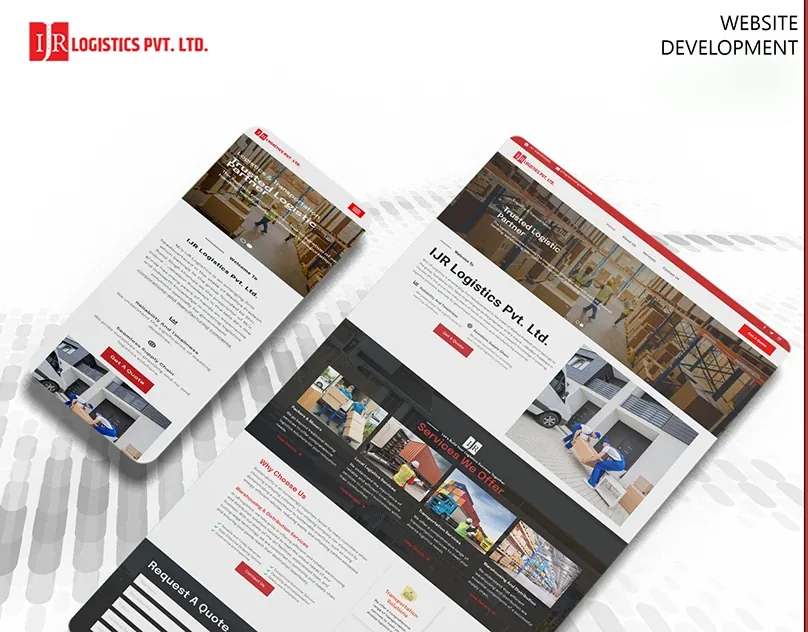 JR Logistics website shown on a laptop and a phone