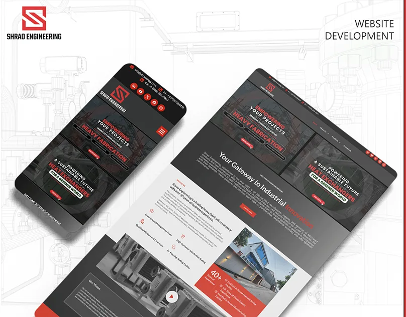 Shrao Engineering website shown on a laptop and a phone